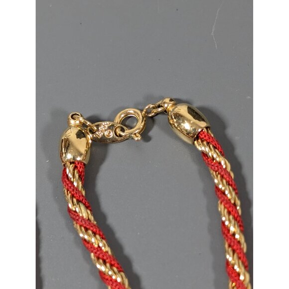 Vintage Napier Gold Tone Red Cord Twist Rope Chain Necklace 24" - Picture 7 of 8